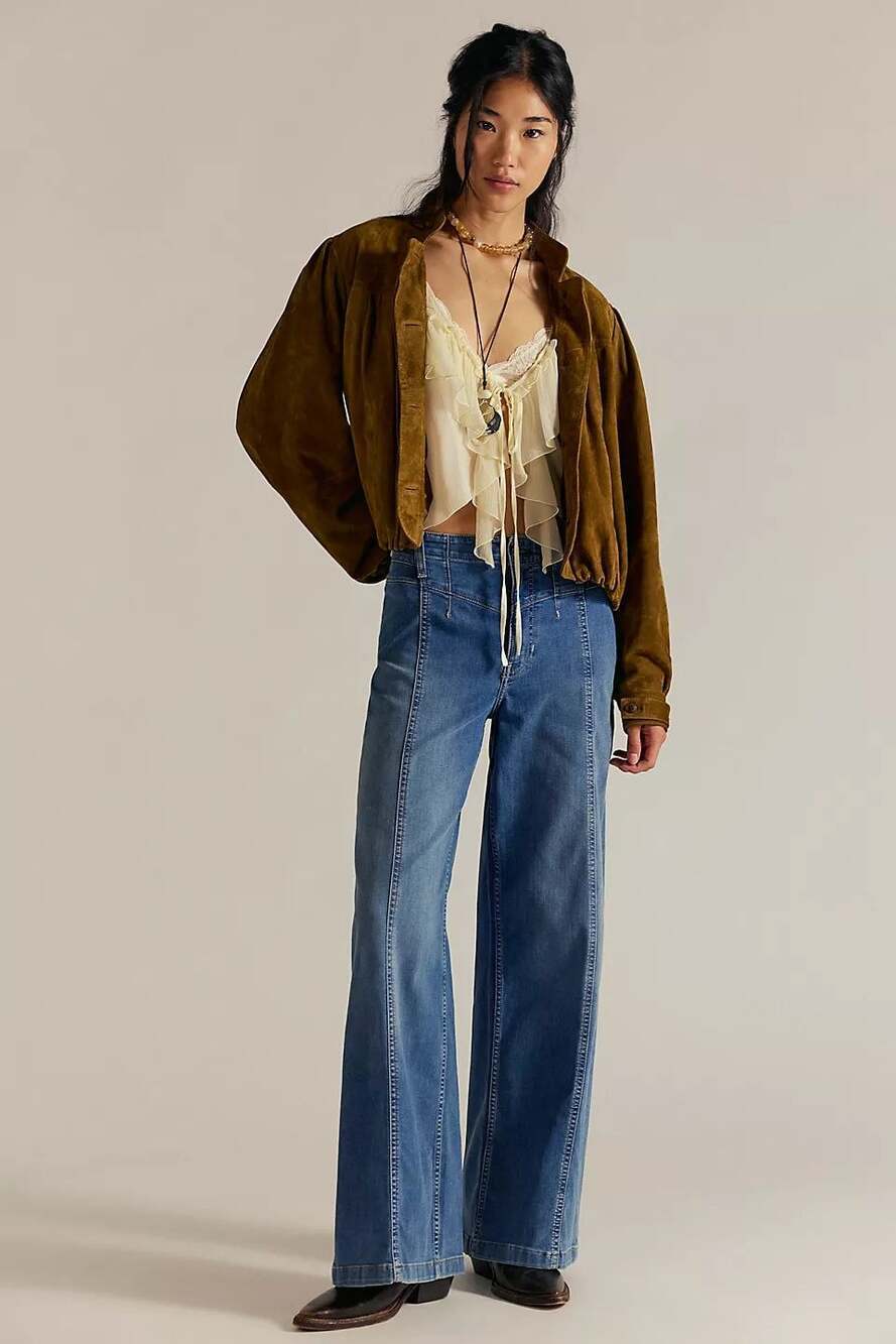 We The Free High-Rise Wide-Leg Seamed Jeans Size 26
